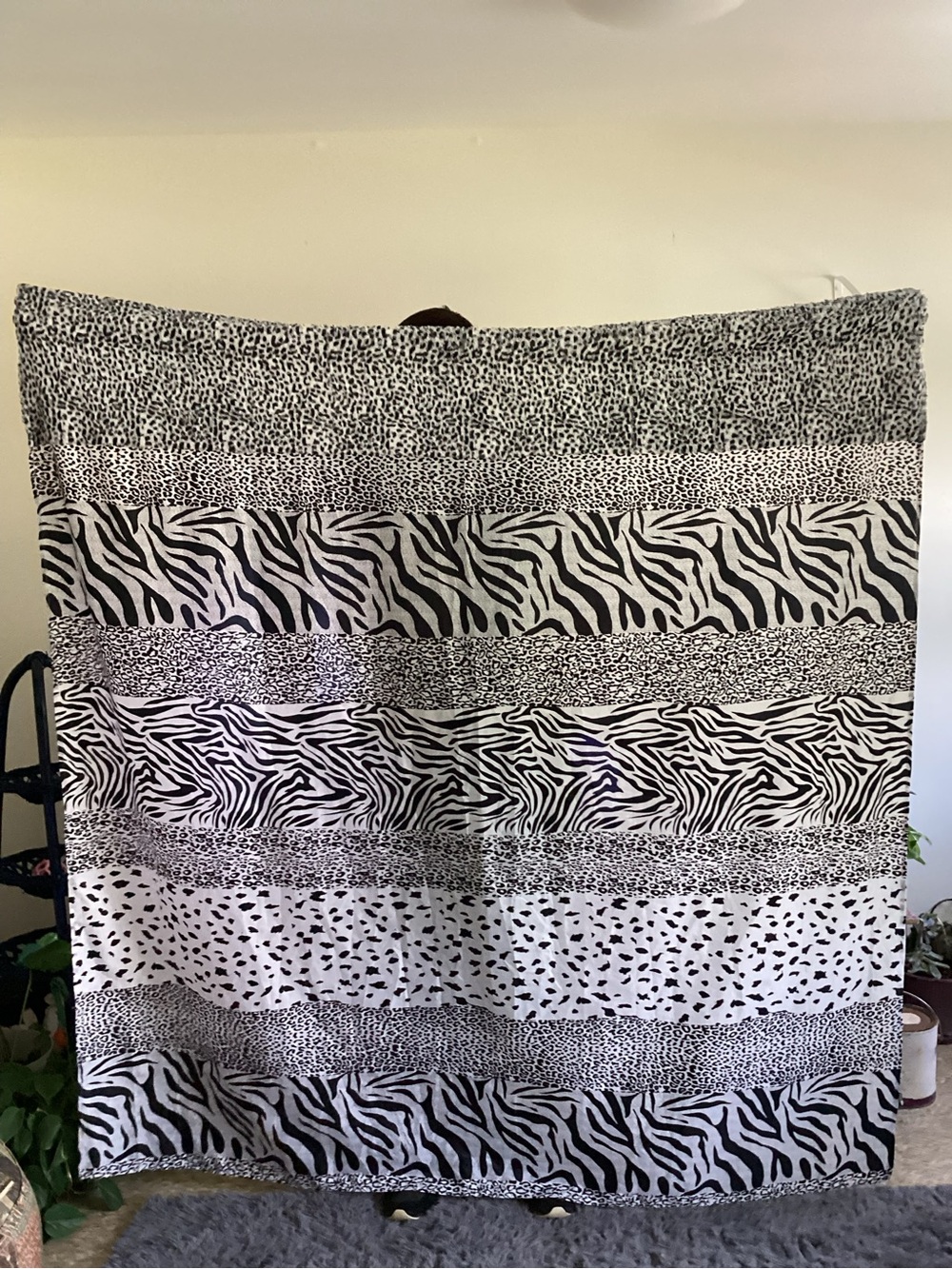 Standard shower curtain; animal print black-and-white different textures